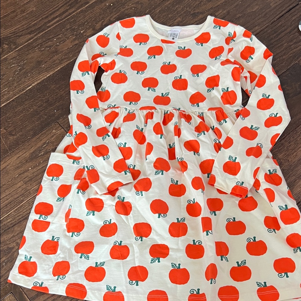 Hanna Andersson Cream Dress with Red Apple Print